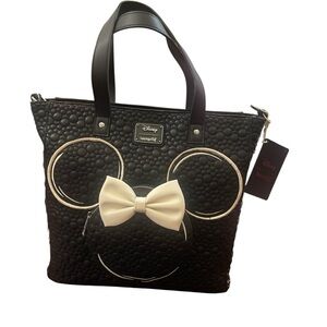 Loungefly Disney Black and Cream Crossbody Tote Bag